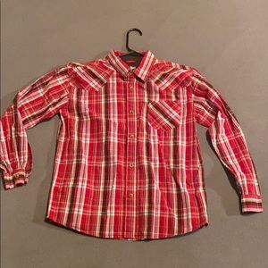 Boys size large 16/18 red tab shirt red plaid